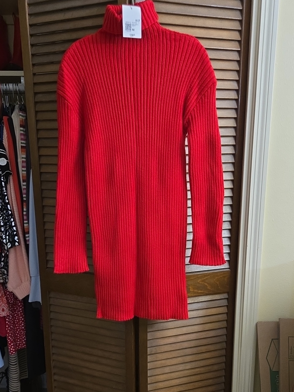 Forever 21 Dark Red Ribbed Turtleneck Sweater Dress